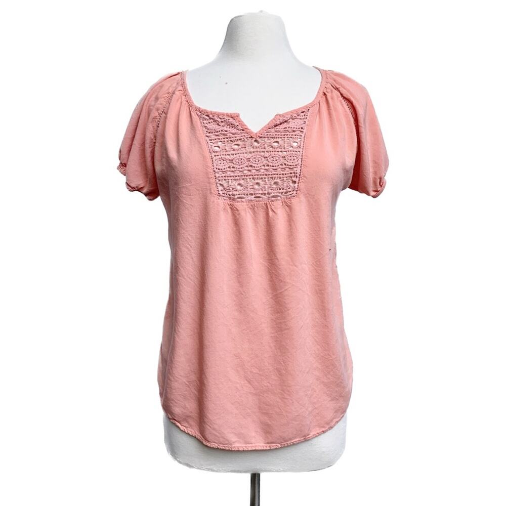 Peach Coral Peasant Top